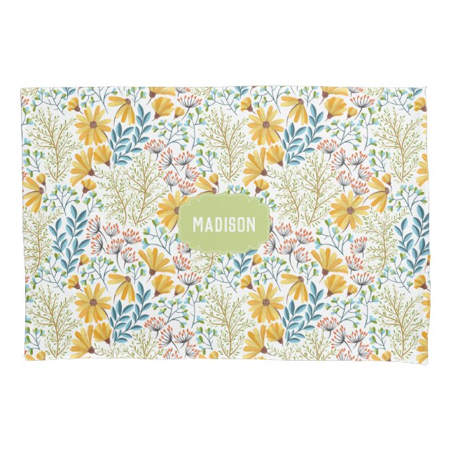 Housse D'oreillers Porte-oreillers Flower Illustration de nom personn (devant)