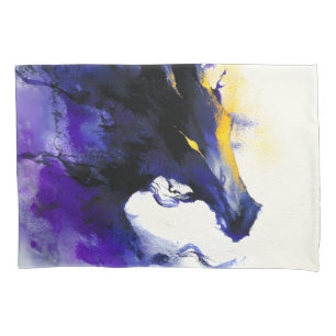 Housse D'oreillers Portrait abstrait aquarelle cheval noir