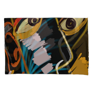 Housse D'oreillers Portrait du guerrier : Résumé de l'huile primitive