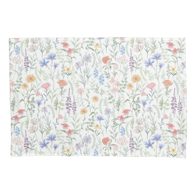 Housse D'oreillers Prairie de fleurs sauvages coquette (devant)