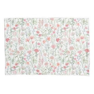Housse D'oreillers Prairie de fleurs sauvages coquette rose
