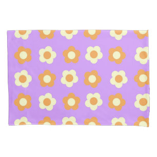 Housse D'oreillers Préppy violet orange floral simple Motif à fleurs