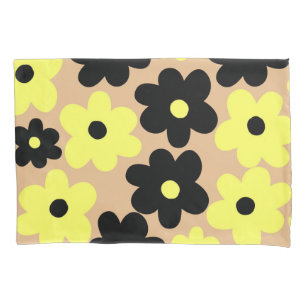 Housse D'oreillers Preppy Yellow Black Hippie Motif