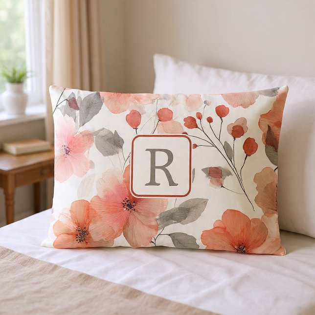 Housse D'oreillers Pretty Flower Monogram Template Personalized (Pretty Flower Monogram Template Personalized Pillow Case by Ricaso - monogrammed bedroom luxury)
