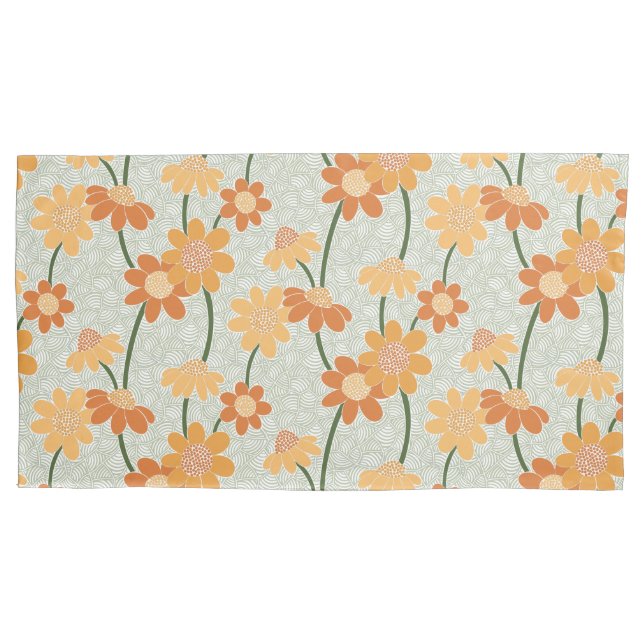Housse D'oreillers Pretty retro muted 1970 s flowers (devant)