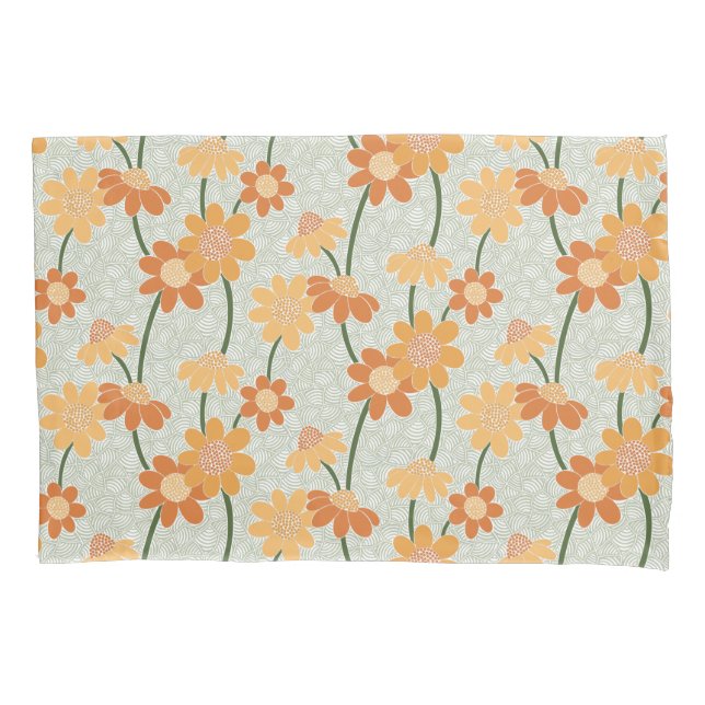 Housse D'oreillers Pretty retro muted 1970 s flowers (devant-gauche)