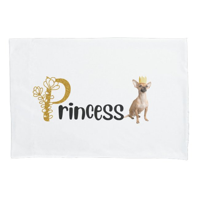Housse D'oreillers Princesse Chihuahua Pillowcase personnalisée (devant)