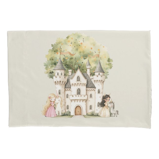 Housse D'oreillers Princesse de Conte de Fées à l'Aquarelle Fantaisis (devant)