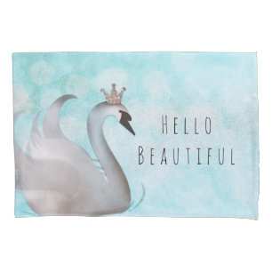 Housse D'oreillers Princesse des cygnes faux or paillettes chic conte