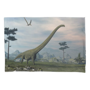 Housse D'oreillers Promenade des dinosaures de Mamenchisaurus -rendu