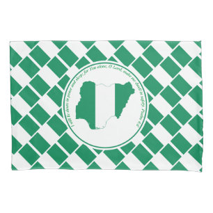 Housse D'oreillers PSALM 4:8 Écriture Customisée NIGERIA DRAPEAU