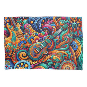 Housse D'oreillers Psychédélique Batik Guitare Art-Colorful Musique R