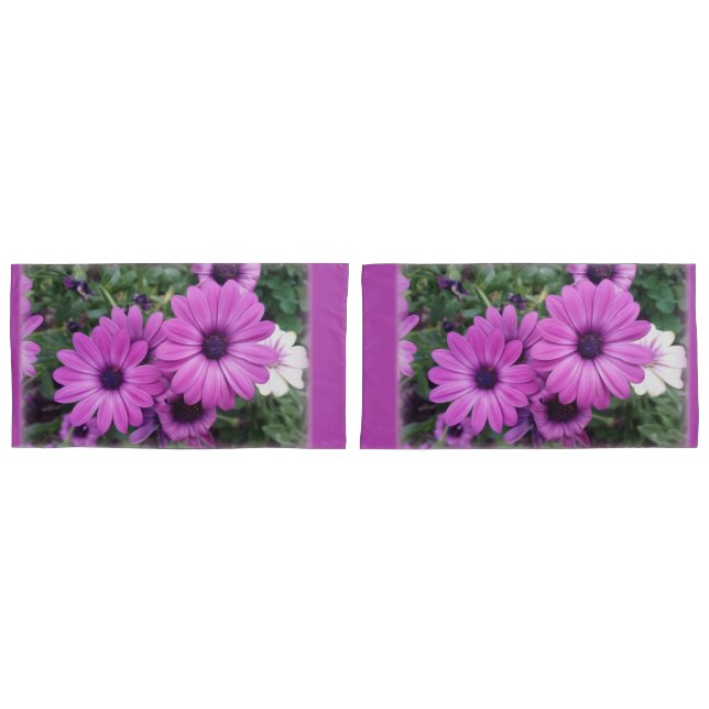 Housse D'oreillers Purple daisies (devant-Set)