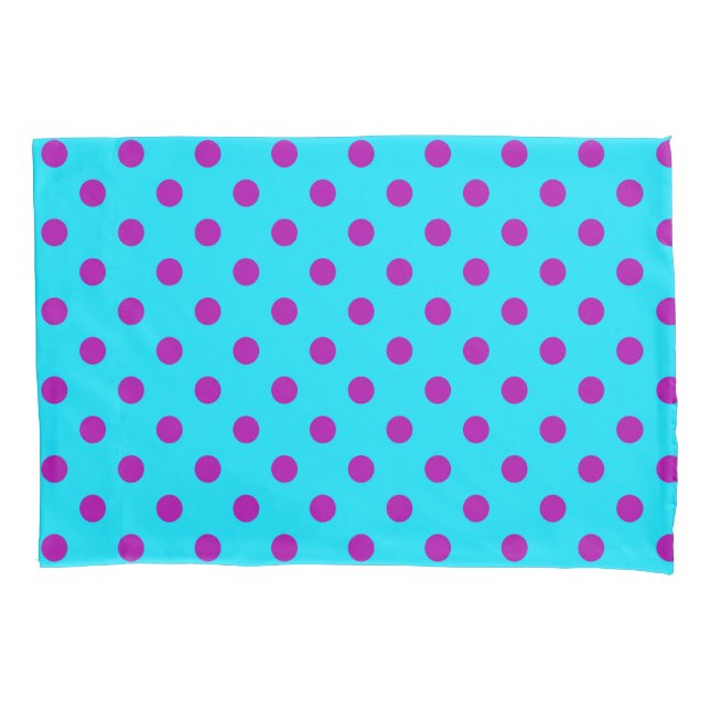 Housse D'oreillers Purple On Blue Polka Dots Pattern Design (devant)