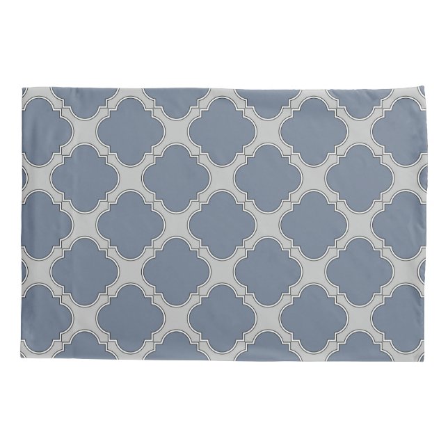 Housse D'oreillers Quatrefoil gris bleu (Dos)
