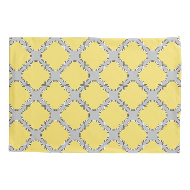 Housse D'oreillers Quatrefoil jaune et gris (Dos)