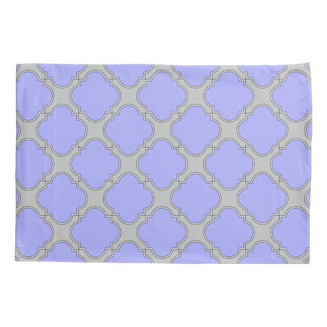Housse D'oreillers Quatrefoil periwinkle et gris (Dos)