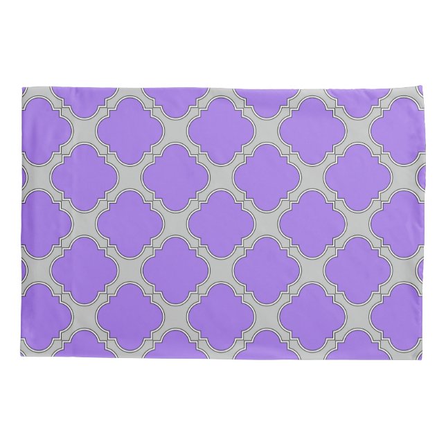 Housse D'oreillers Quatrefoil violet et gris (Dos)