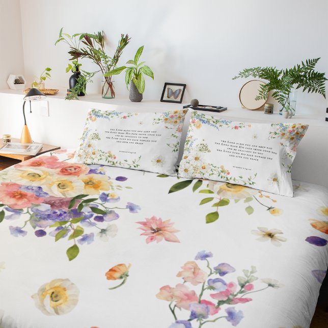 Housse D'oreillers Que le Seigneur vous bénisse | Floral chrétien (Créateur téléchargé)