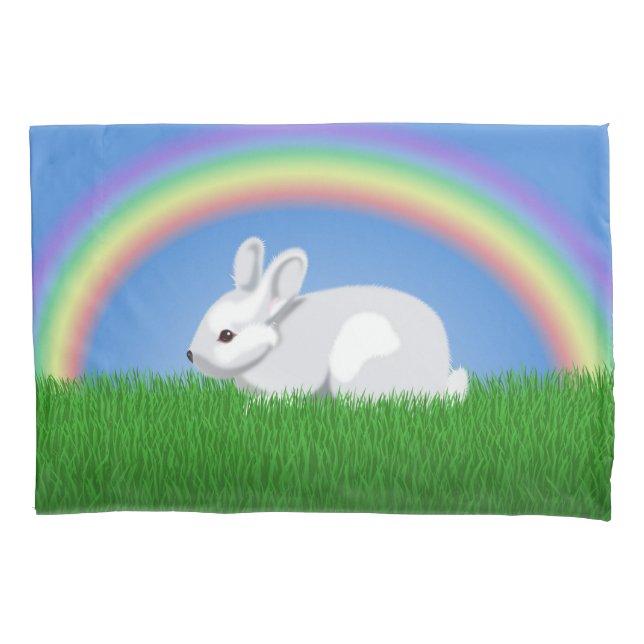 Housse D'oreillers Rabbit et arc-en-ciel (devant)