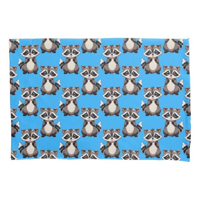 Housse D'oreillers Raccoon Pattern Design Blue  (devant)