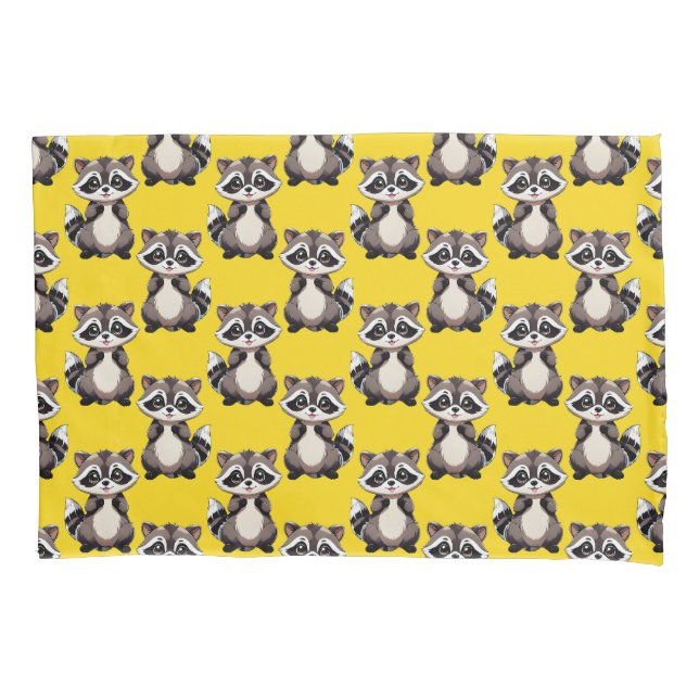 Housse D'oreillers Raccoon Pattern Design Yellow  (devant)