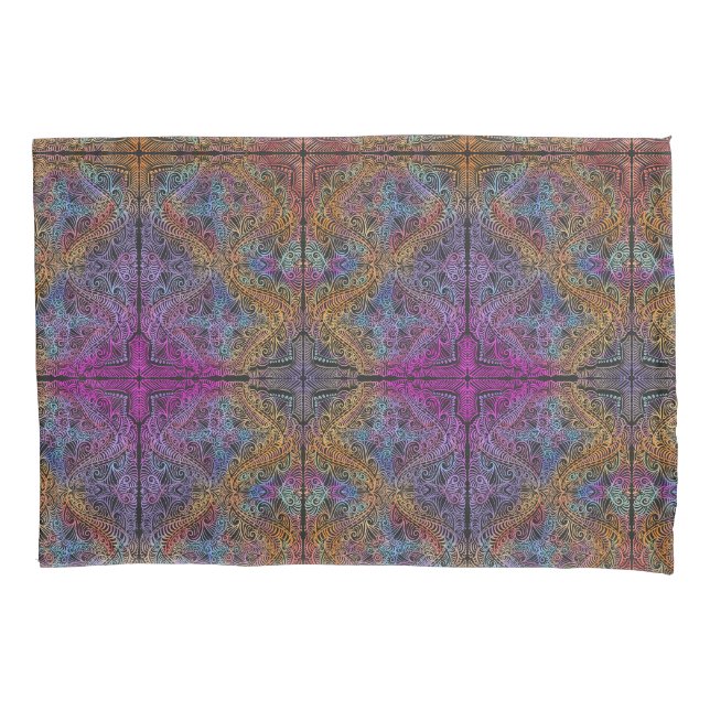 Housse D'oreillers Rainbow Kaleidoscope Mandala (devant)