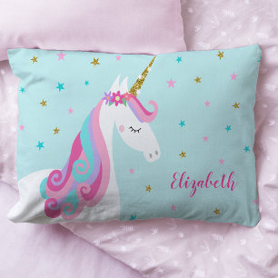 Housse D'oreillers Rainbow Unicorn Parties scintillant magique Aqua