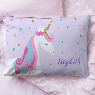 Housse D'oreillers Rainbow Unicorn Parties scintillant magique violet