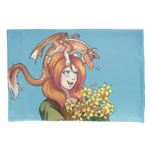 Housse D'oreillers Rassembler les fleurs avec un dragon