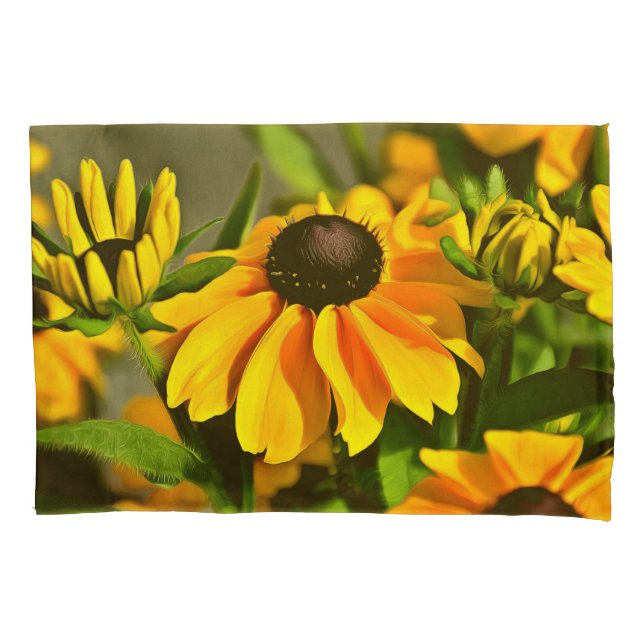 Housse D'oreillers Rayon Golden Black Eyed Susan Rudbeckias (devant)