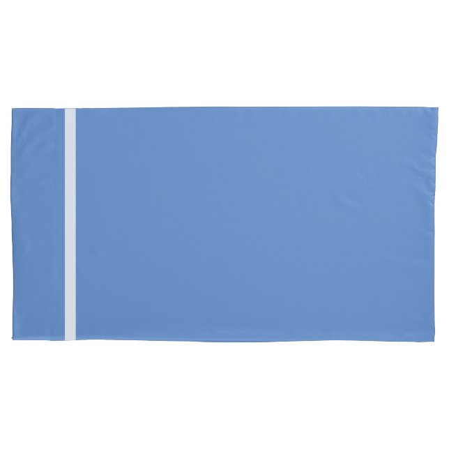 Housse D'oreillers Rayure blanche bleue ciel avec garniture (devant-gauche)