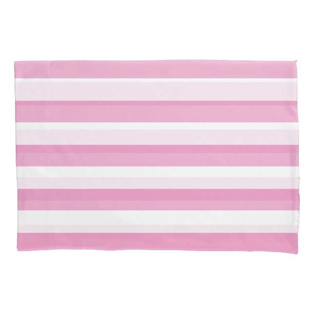 Housse D'oreillers Rayure Horizontale Rose Clair et Blanc (devant-gauche)