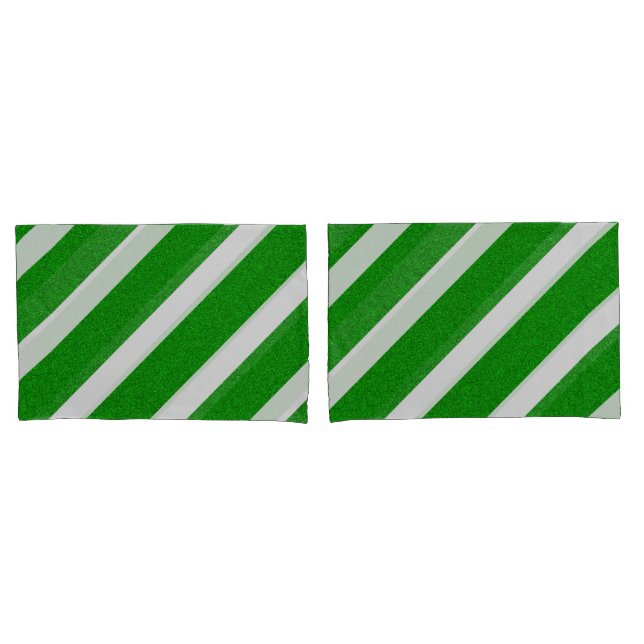 Housse D'oreillers Rayure Verte Pailletée (devant-Set)
