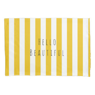 Housse D'oreillers Rayures jaunes et blanches Moderne Chic Lumineux G