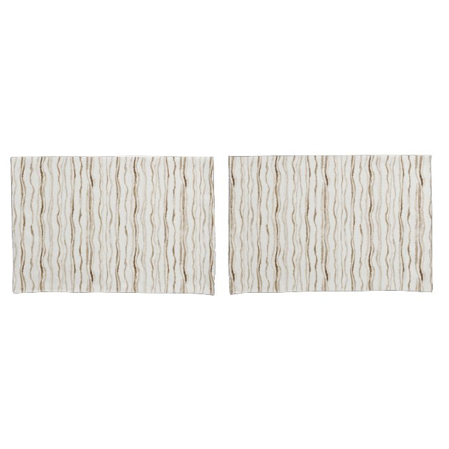 Housse D'oreillers Rayures Marron Crème (devant-Set)