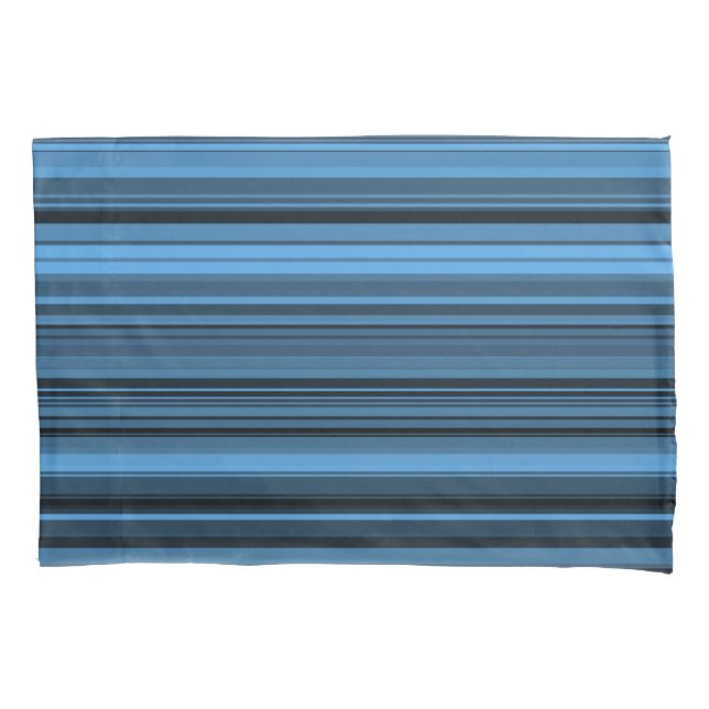 Housse D'oreillers Rayures Noir Bleu (devant-gauche)