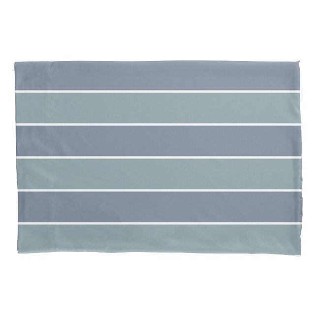 Housse D'oreillers Rayures vert bleu poussiéreux modernes (devant-gauche)