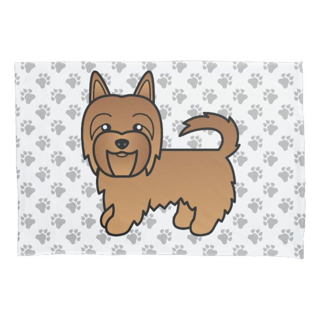 Housse D'oreillers Red Australian Terrier mignon chien de dessin (devant)