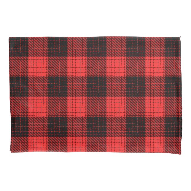 Housse D'oreillers  Red Black Crosshatch Buffalo Check (devant)