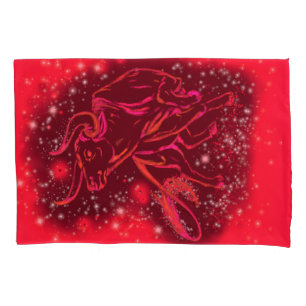 Housse D'oreillers Red Coussin Coque Bull Courir À Starry Night