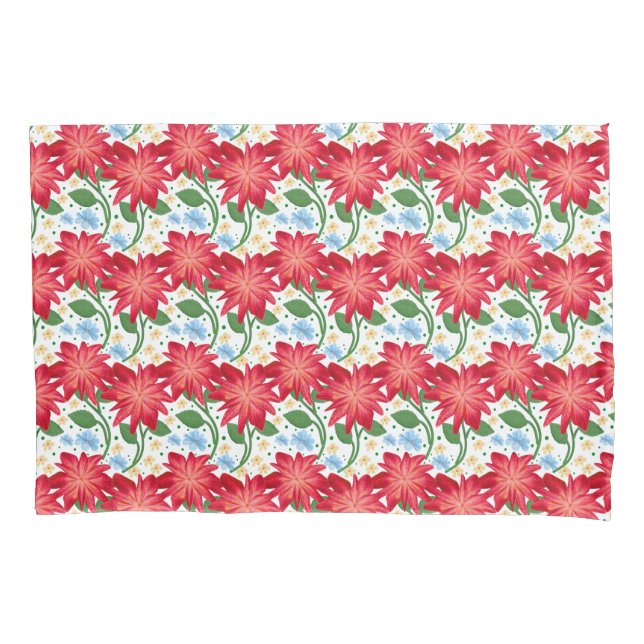 Housse D'oreillers Red Floral Leaf Pattern, Dark Botanical Seamless (devant)