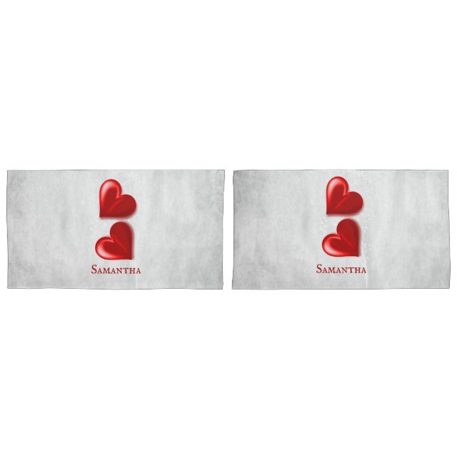 Housse D'oreillers Red Hearts Coque Coussin personnalisé (devant-Set)
