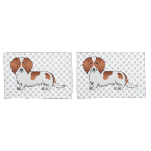 Housse D'oreillers Red Piebald Long Cheveux Dachshund Dessin Chien & 