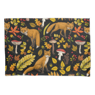 Housse D'oreillers Renard d'automne sur noir