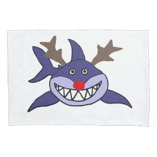 Housse D'oreillers Renne drôle de requin de Noël