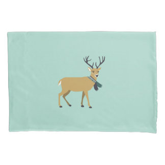 Housse D'oreillers Rennes portant une écaille d'hiver (animal de Noël