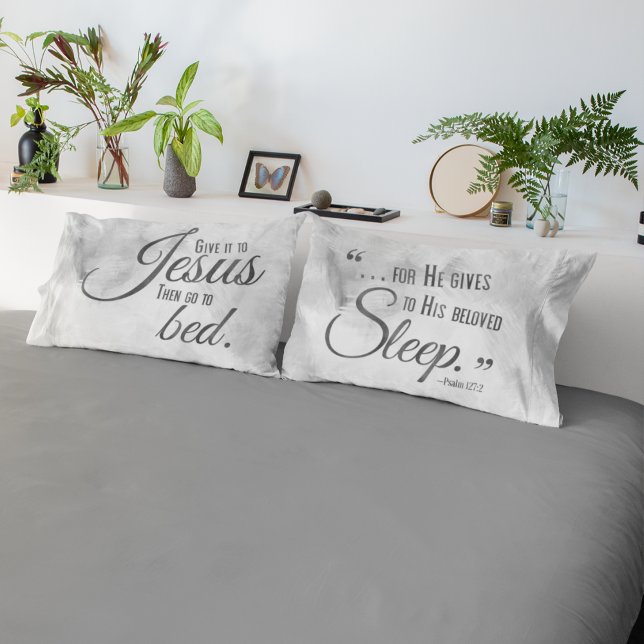 Housse D'oreillers REPOSE À JESUS Christian Citation Grey Coussin ens (Créateur téléchargé)