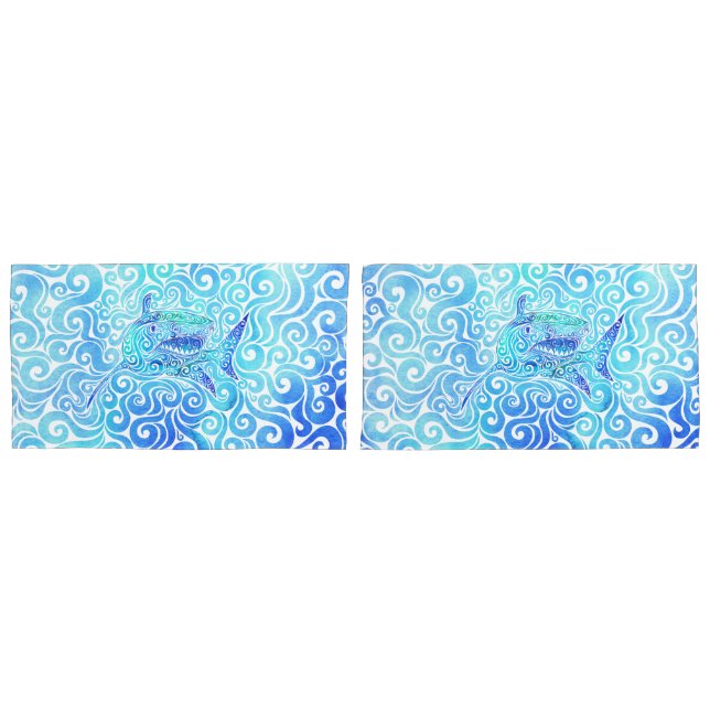 Housse D'oreillers Requin tourbillonnant (devant-Set)