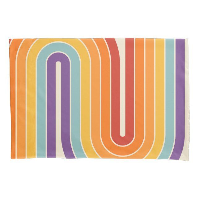 Housse D'oreillers Retro 1970s Style Arched Stripes Geometric Pattern (devant-gauche)